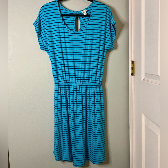 Merona Dresses & Skirts - Merona Blue and Black Striped Midi Dress